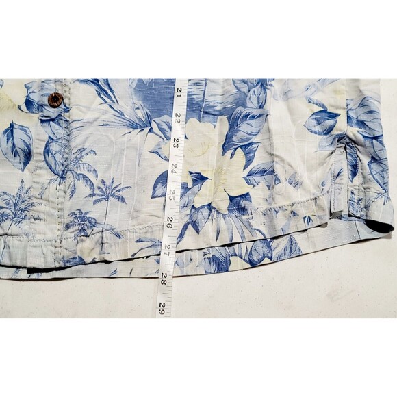 TOMMY BAHAMA Original Fit 100% Silk Sky Blue White Hawaiian Tropical Shirt NWOT - Picture 6 of 12